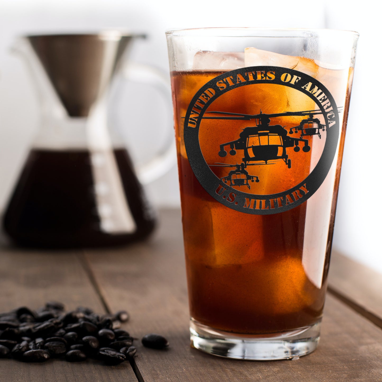 Black Hawk Helicopters Round (Beer Glass)