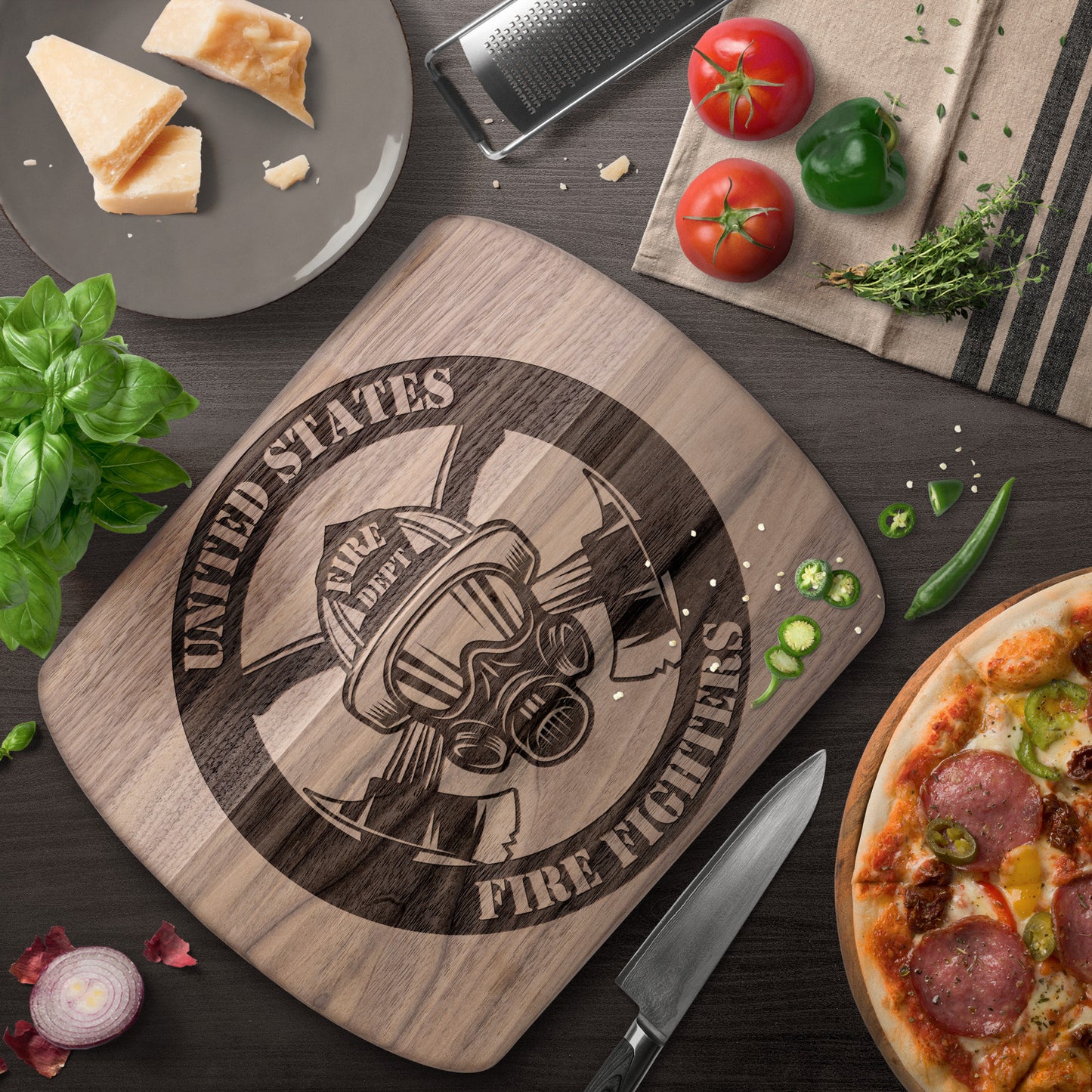 Firefighter Round  (Cutting Board /Cheese Board)