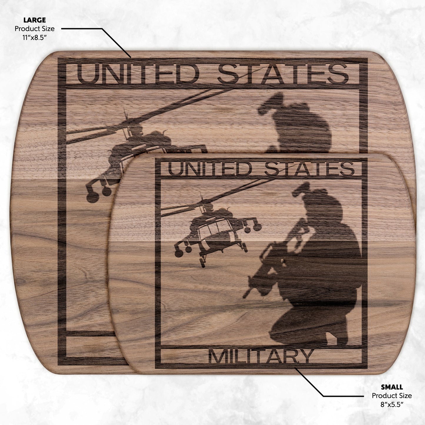 Lone Soldier with Black Hawk (Cutting Boards/ Cheese Platter)