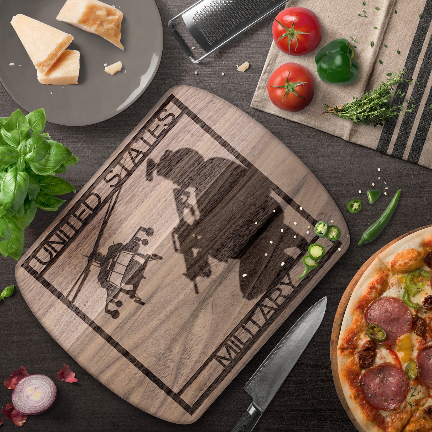 Lone Soldier with Black Hawk (Cutting Boards/ Cheese Platter)