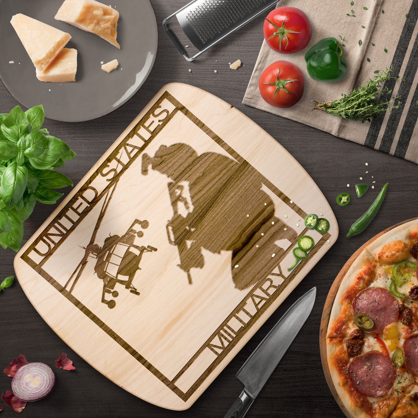 Lone Soldier with Black Hawk (Cutting Boards/ Cheese Platter)